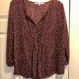 Wine and cream smock type blouse
